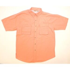 Rugged Earth Outfitters‎ Coral Pink Vented Button Up Fishing Shirt Men's XL